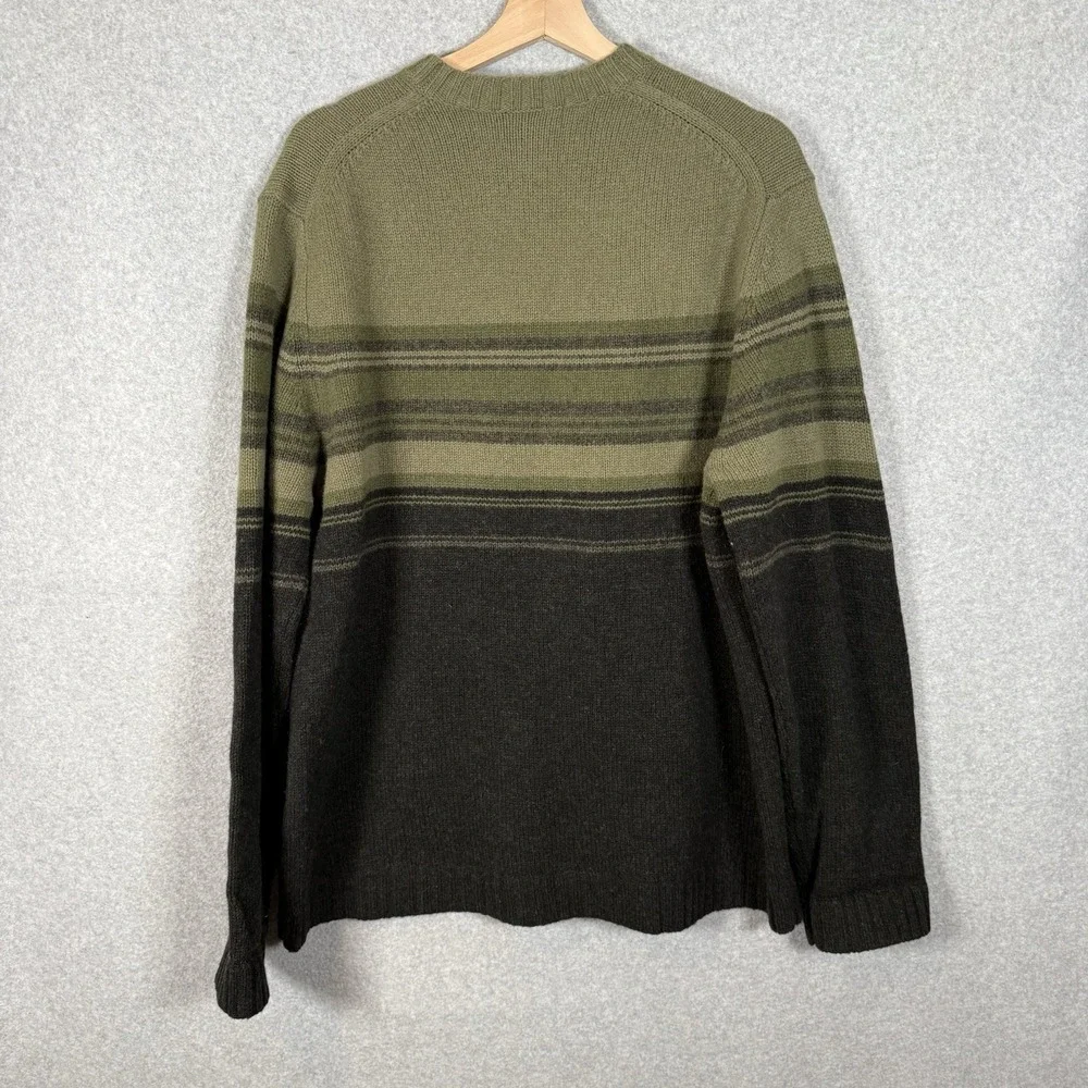 Banana Republic Sweater Mens XL Green Black V Neck‎ Lambswool Vintage Pullover